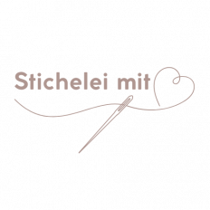 grosses Logo Stichelei mit Herz braun auf transparentem Hintergrund